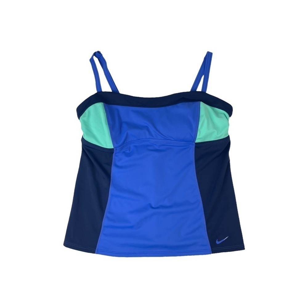 Nike Swim Women's Blue Teal Colorblock Tankini Top Size Large